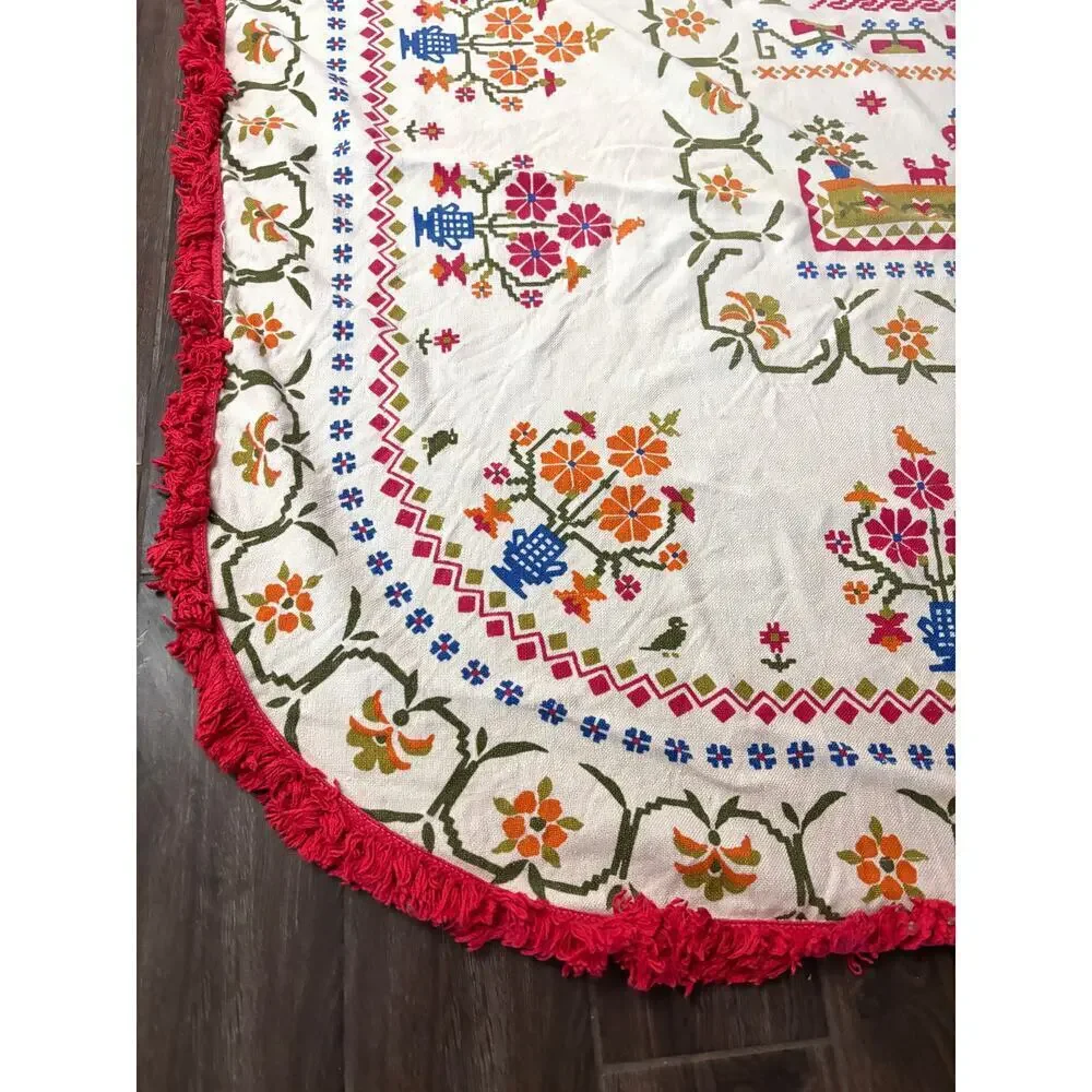VTG Fieldcrest American Sampler Dutch Bedspread‎ Comforter Twin Fringe 72